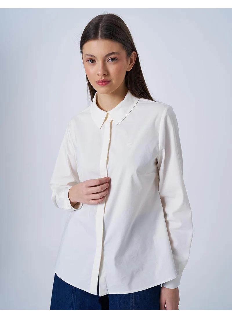 Kayra Shirt Collar Poplin Tunic in Ecru