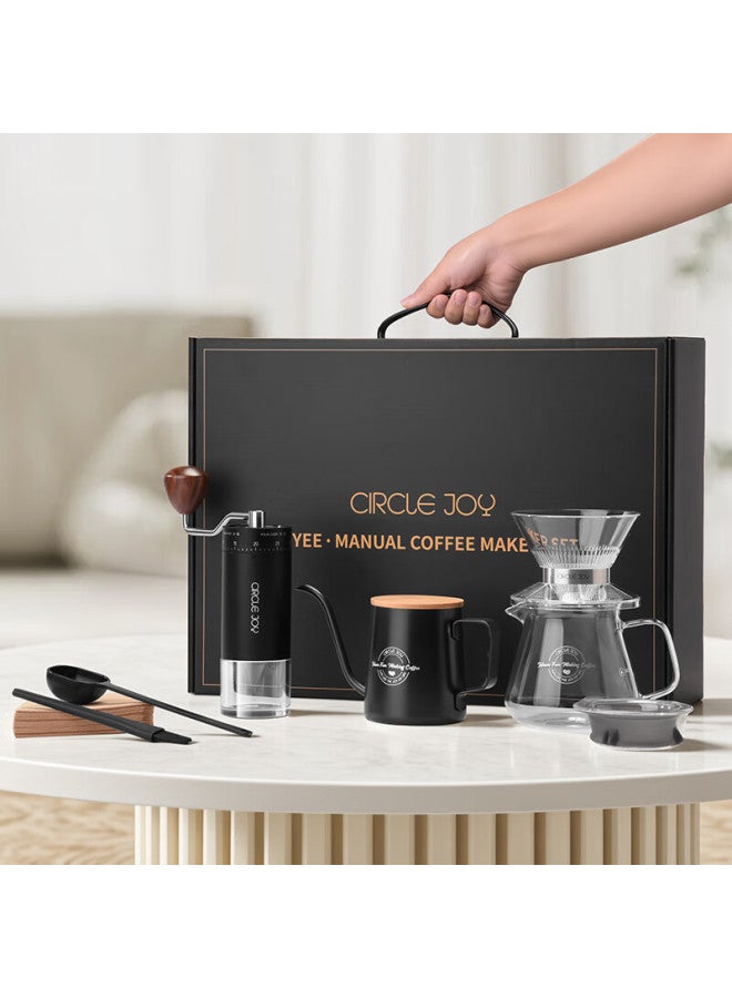 CircleJoy Circle Joy Steel Core Hand-cranked Coffee Grinder, Portable Coffee Maker, Coffee Pot, Pour-over Kettle Set - Image 1