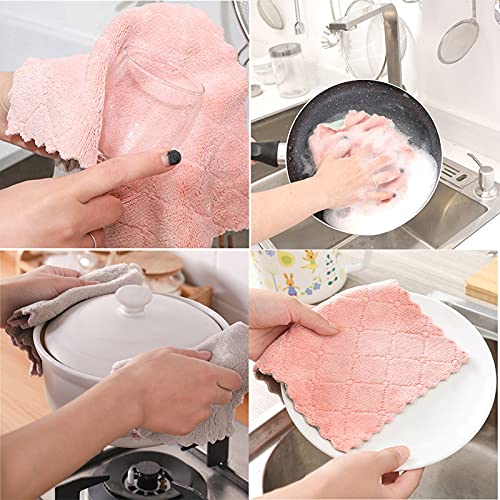 SAOYOAS 10 Pack Kitchen Cloth, Microfiber Dish Towels Washcloths, Super Absorbent Coral Velvet Dishtowels, Premium Cleaning Cloths,Non-Stick Oil Quick Dry Dish Towels, Soft Tea Towel, Table Cleaning Cloths. - Image 4