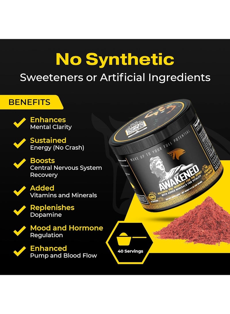 Awakened Alchemy Pre Workout Powder 12-in-1 | Conscious Energizer | Bee Pollen + N.O. Booster | Mucuna Pruriens, Tongkat Ali, Rhodiola, Alpha GPC & Trace Minerals | Spartan Bee Bread Brand, 40SV - Image 3