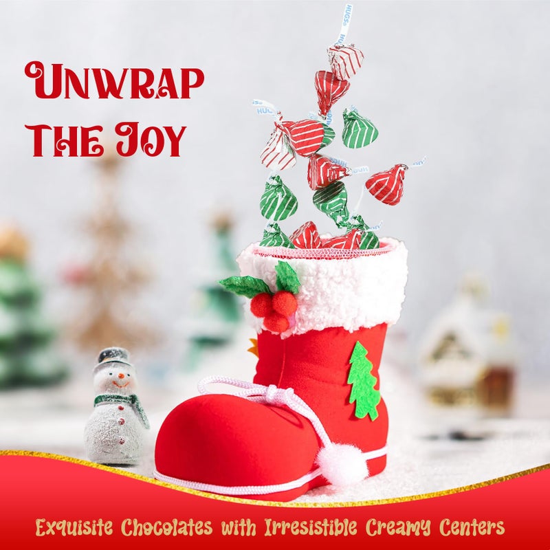 شوكولاتة الحليب المعانقة لعيد الميلاد، 2 رطل من الحلوى بالجملة (حوالي 190 قطعة) - شوكولاتة مغلفة بألوان حمراء، خضراء، وفضية للحفلات العيدية، هدايا في الجوارب، والخبز - Image 2