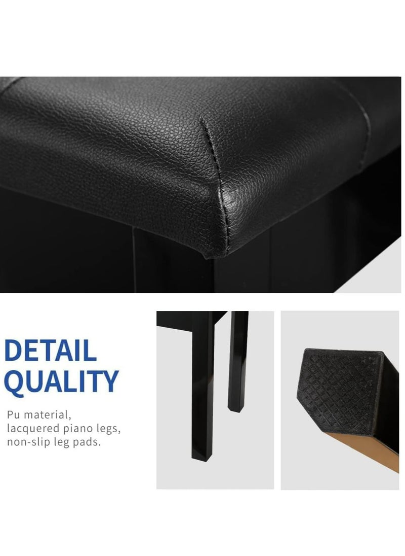 Generic Duet Piano Bench Solid Wood Piano Stool Keyboard Bench Double Seat With PU Leather Seat Cushion Wooden Bench With Storage Bookcase  - Image 5