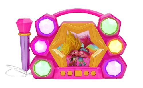 eKids Trolls Band Together Karaoke Microphone with Bluetooth Speaker for Fans of Trolls Toys Kids Karaoke Machine with Built in Music - Image 1
