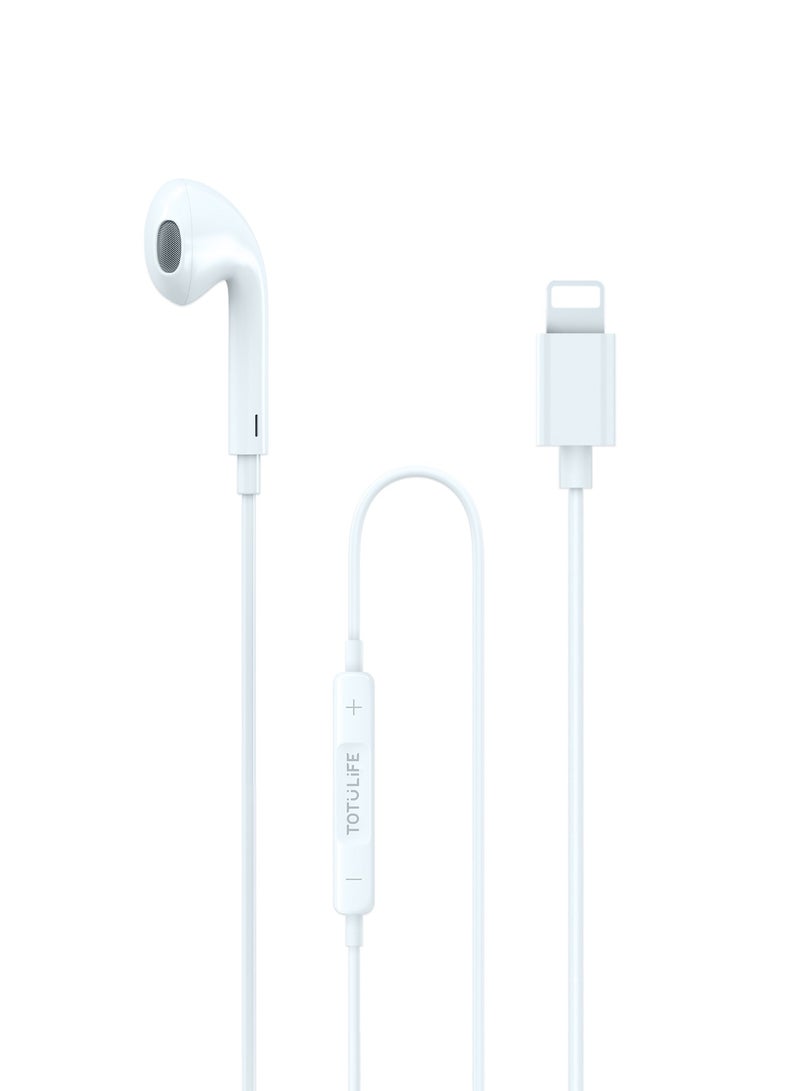 Totulife PURE Series Lightning Mono Earphone - White - Image 3