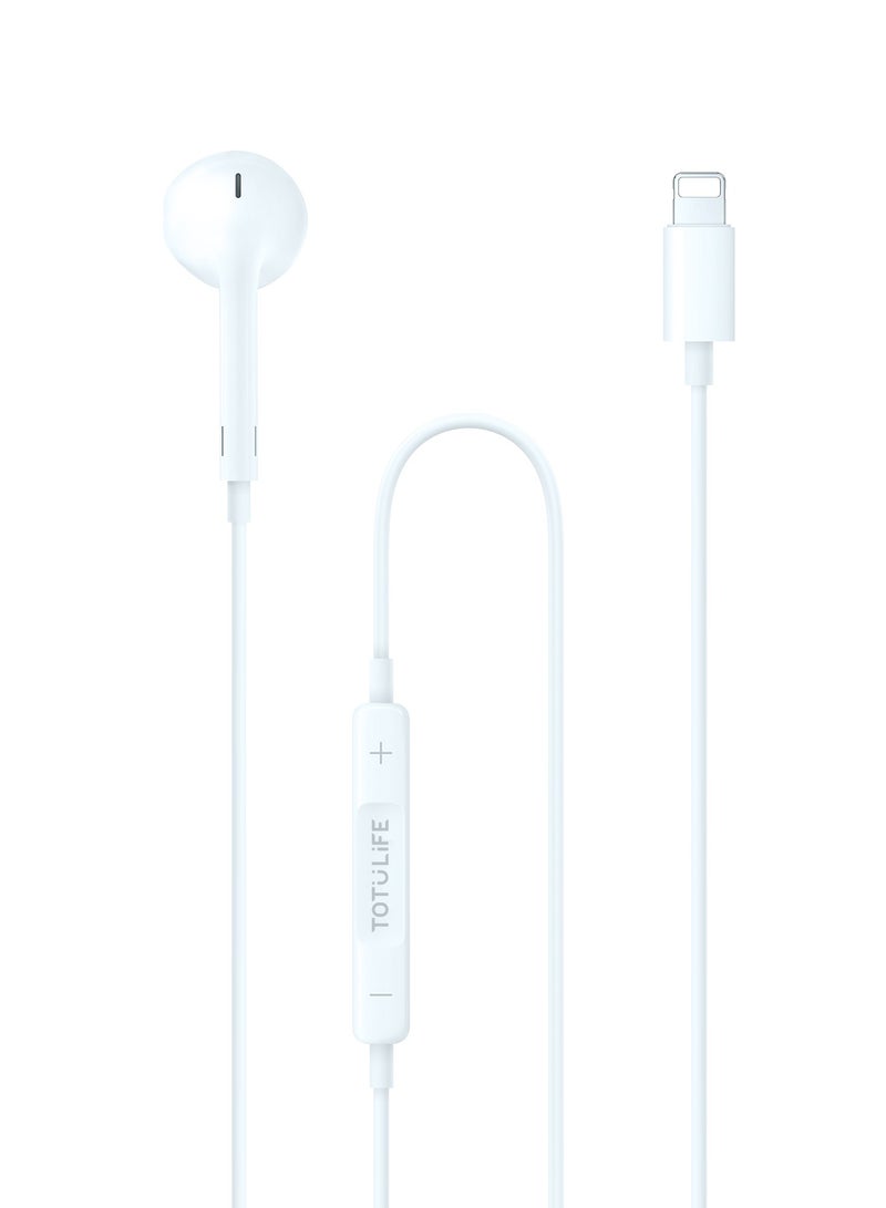 Totulife PURE Series Lightning Mono Earphone - White - Image 1