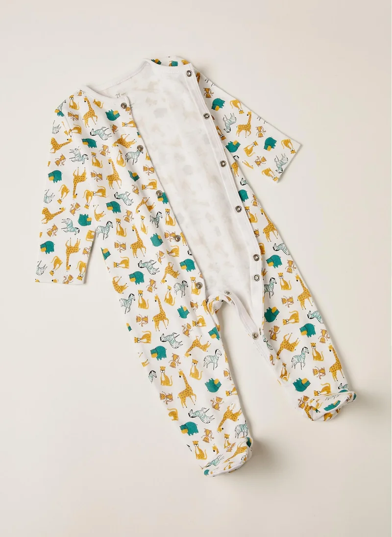 زيبي 3 Sleepsuits for Babies 'Zoo', Multicoloured