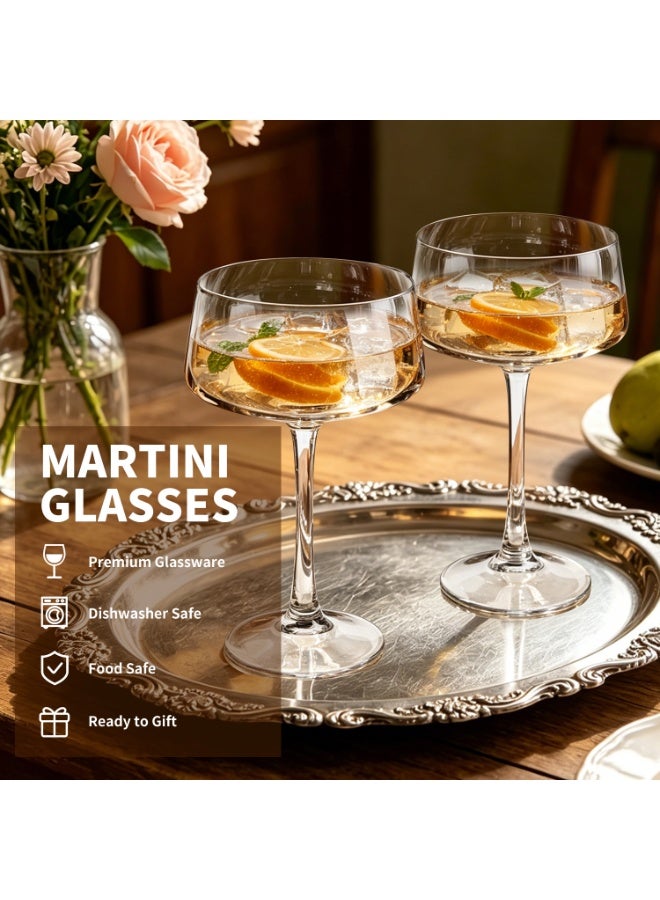 Deluxe Espresso Martini Glasses Set of 4 | 10oz Coupe Glasses with Gold Rims for Champagne, Cosmopolitans - Includes Gold Jigger, Bar Spoon & eBook - | Ideal for Martinis and Manhattans - Image 3