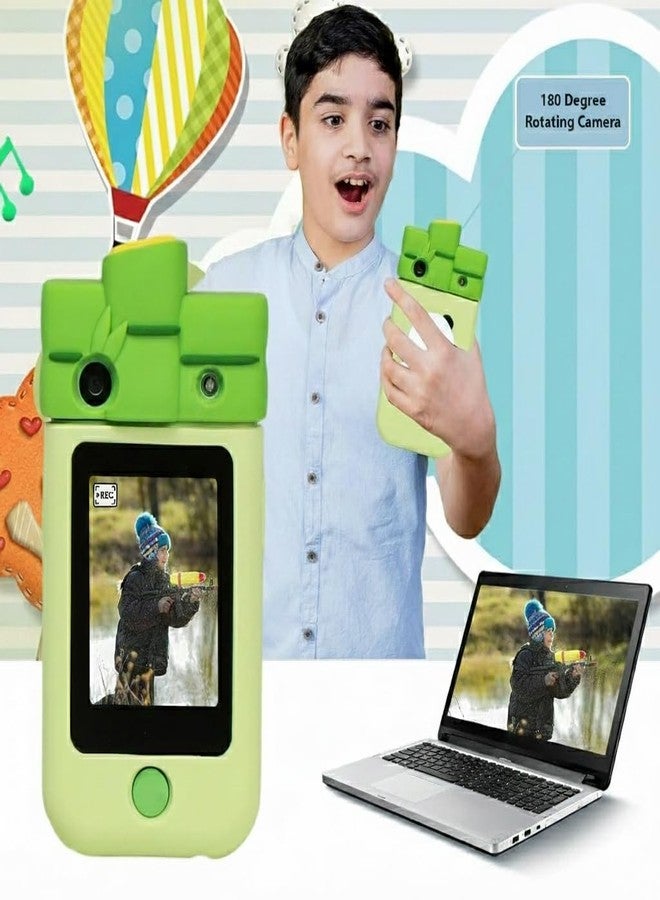 RUZARTH Kids Smart Phone Toy with 180° Flip Camera & Touch Screen | Educational Learning Mobile with Games, Music, Camera & Video | Gift for Boys & Girls Age 3–12 Years. (Green – Panda) - Image 4