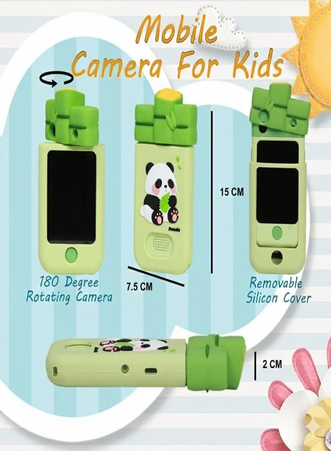 RUZARTH Kids Smart Phone Toy with 180° Flip Camera & Touch Screen | Educational Learning Mobile with Games, Music, Camera & Video | Gift for Boys & Girls Age 3–12 Years. (Green – Panda) - Image 3