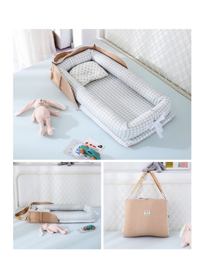 عش الطفلحقيبة حفاضات Baby Lounger للمواليد الجدد: سرير سفر محمول قابل للطي للأطفال الصغار من عمر 0 ​​إلى 12 شهرًا مصنوع من القطن بنسبة 100% وجيد التهوية - للاستخدام الداخلي والخارجي - Image 3