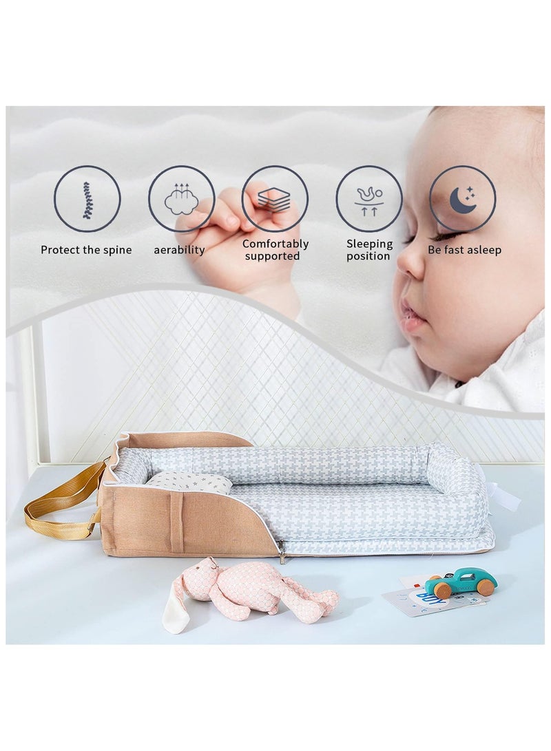 عش الطفلحقيبة حفاضات Baby Lounger للمواليد الجدد: سرير سفر محمول قابل للطي للأطفال الصغار من عمر 0 ​​إلى 12 شهرًا مصنوع من القطن بنسبة 100% وجيد التهوية - للاستخدام الداخلي والخارجي - Image 4