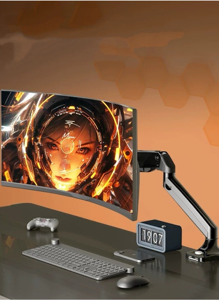 AiQi PVC+Aluminum Alloy Full-Motion Gas Spring Monitor Arm (Supports 2–10KG) — Suitable for 17–32 Inch Screens, Multi-Angle Free Adjustment, Perfect for Office Work, Gaming, and Home Entertainment Across All Scenarios.  - Image 4