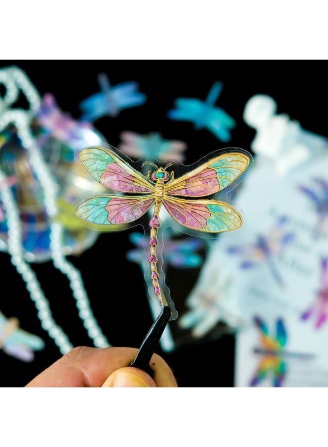 YOKSAS 30PCS Holographic Dragonfly Stickers – Gold Foil Insect Clear Scrapbook Decals for Journaling, Resin Crafts, Planners, Water Bottles, Laptops, Card Making - Image 3