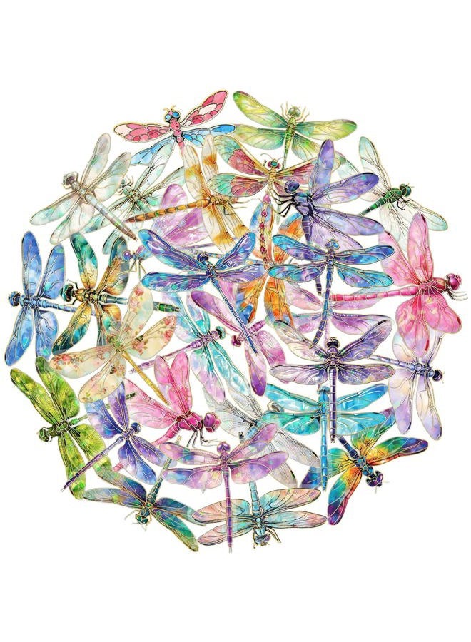 YOKSAS 30PCS Holographic Dragonfly Stickers – Gold Foil Insect Clear Scrapbook Decals for Journaling, Resin Crafts, Planners, Water Bottles, Laptops, Card Making - Image 1