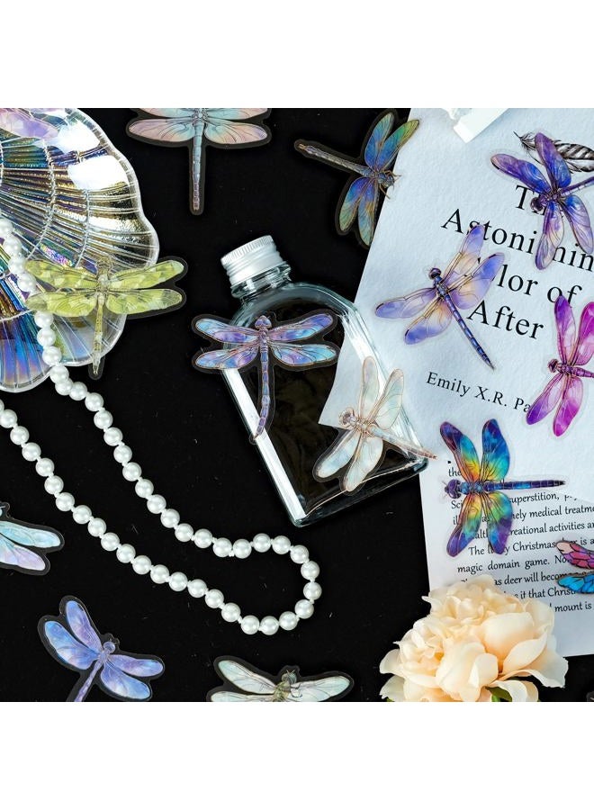 YOKSAS 30PCS Holographic Dragonfly Stickers – Gold Foil Insect Clear Scrapbook Decals for Journaling, Resin Crafts, Planners, Water Bottles, Laptops, Card Making - Image 5