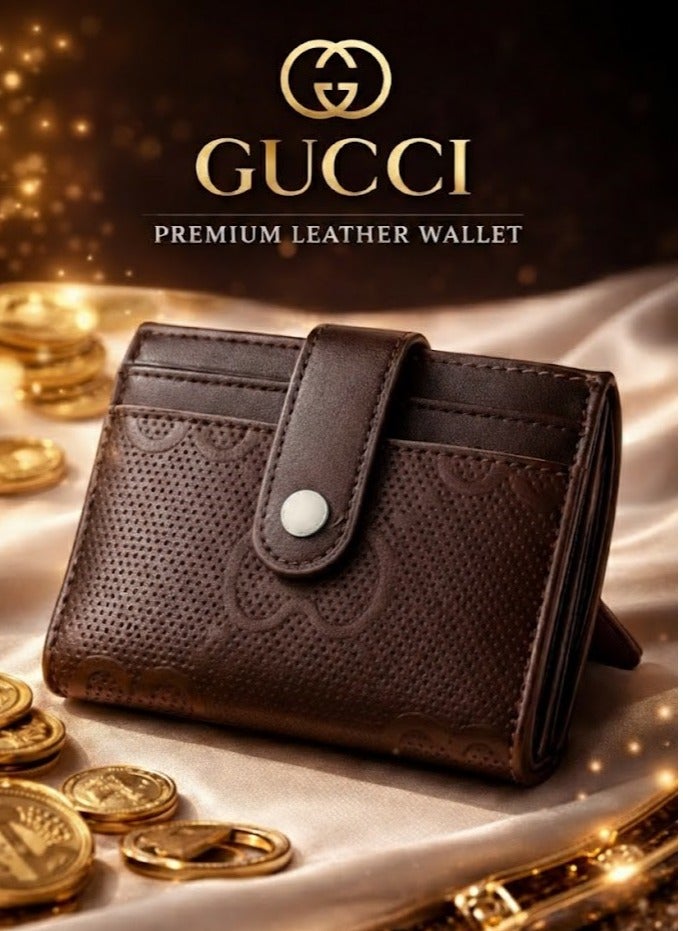 غوتشي محفظة جلد فاخرة للكروت والنقود – تصميم أنيق بحجم عملي مع زر إغلاق آمن - للجنسين - Image 1