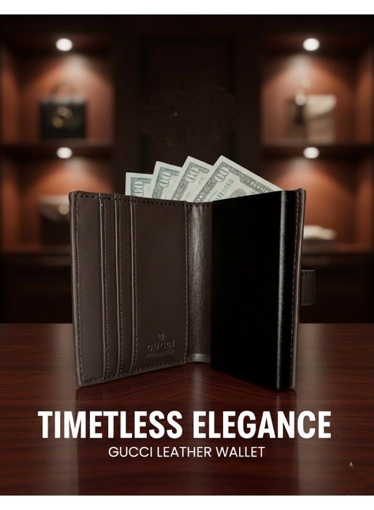 غوتشي محفظة جلد فاخرة للكروت والنقود – تصميم أنيق بحجم عملي مع زر إغلاق آمن - للجنسين - Image 2