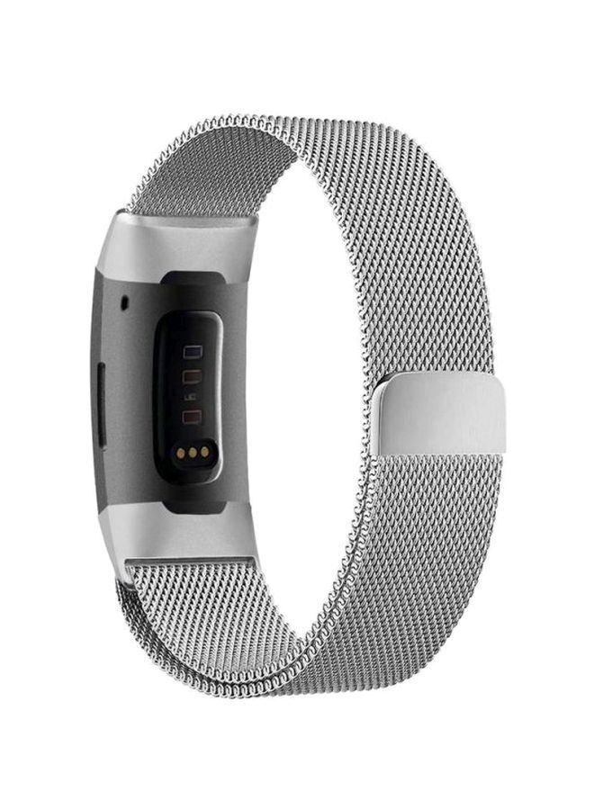 NIBEMINENT Replacement Band For Fitbit Charge 3 Silver 