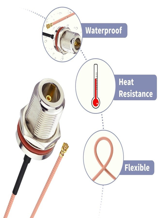 Superbat UF.L/IPX Female to N Type Female Bulkhead Mount Pigtail Cable 8inch Low Loss RG178 Coaxial Jumper(2Pcs) for RF Applications,Base Stations,PCI WiFi Card,Wireless Router,Gateway etc - Image 3