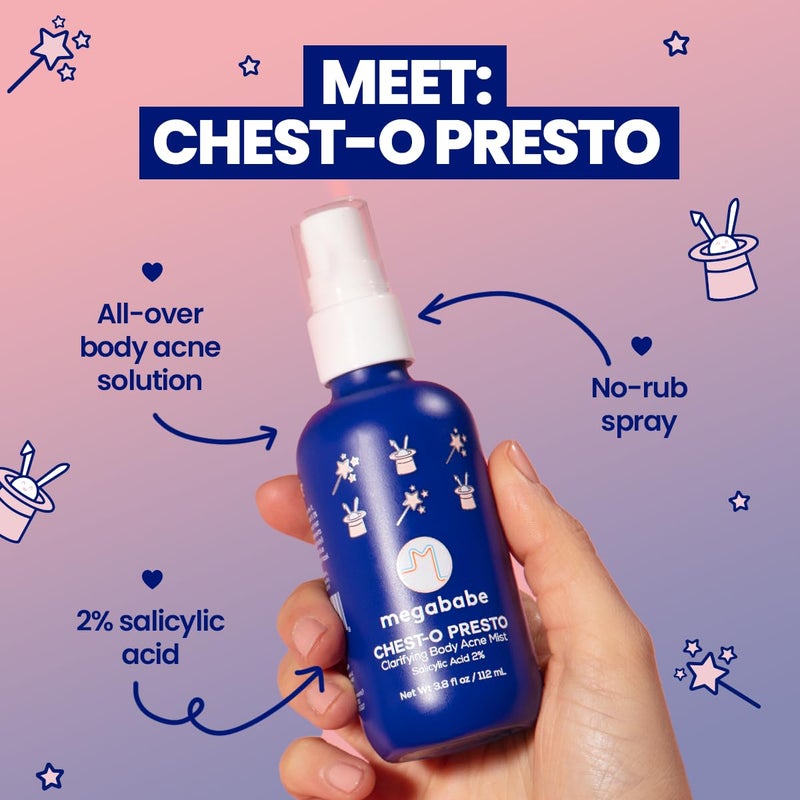 Megababe Chest-o Presto | Clarifying Body Acne Mist | Benzoyl Peroxide Free | 3.8 fl oz - Image 2