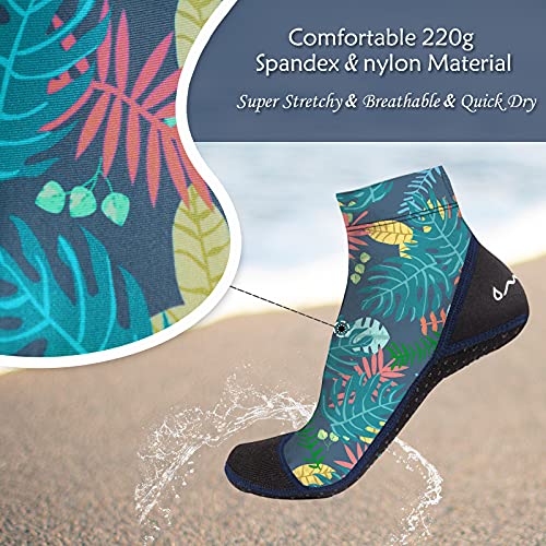 OMGear Water Socks Beach Sand Volleyball Socks Wetsuit Fins Booties Aqua Shoes Anti-Slip Dive Socks Ultra Stretch for Snorkeling Swimming Surfing Scuba Diving Spearfishing Kayaking (Leaf, S) - Image 4
