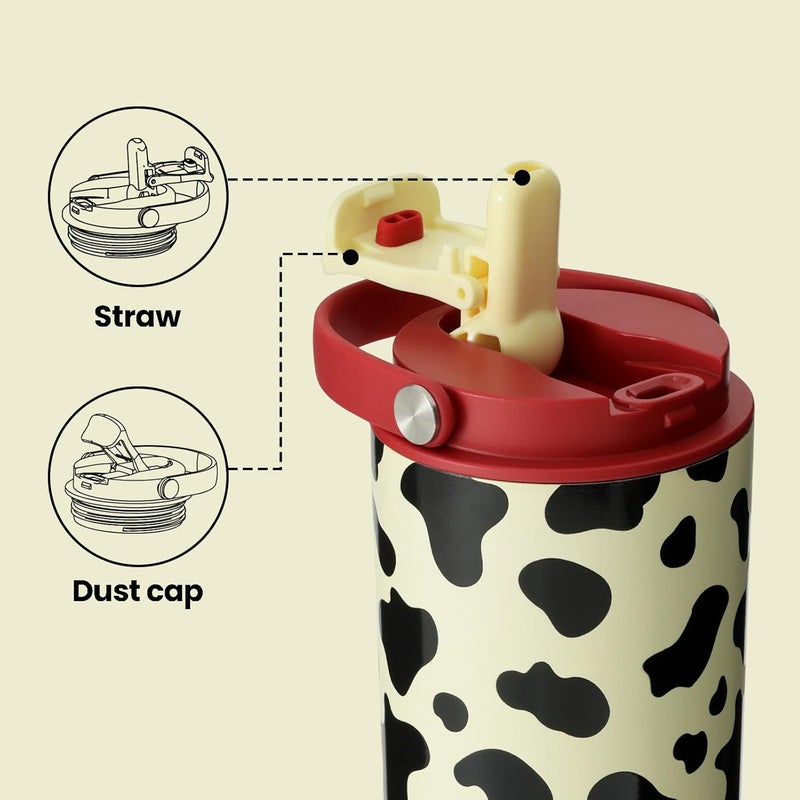 BOTTLE BOTTLE Insulated Water Bottle with Straw and Handle - 26oz Leak Proof (Cow) - Image 4