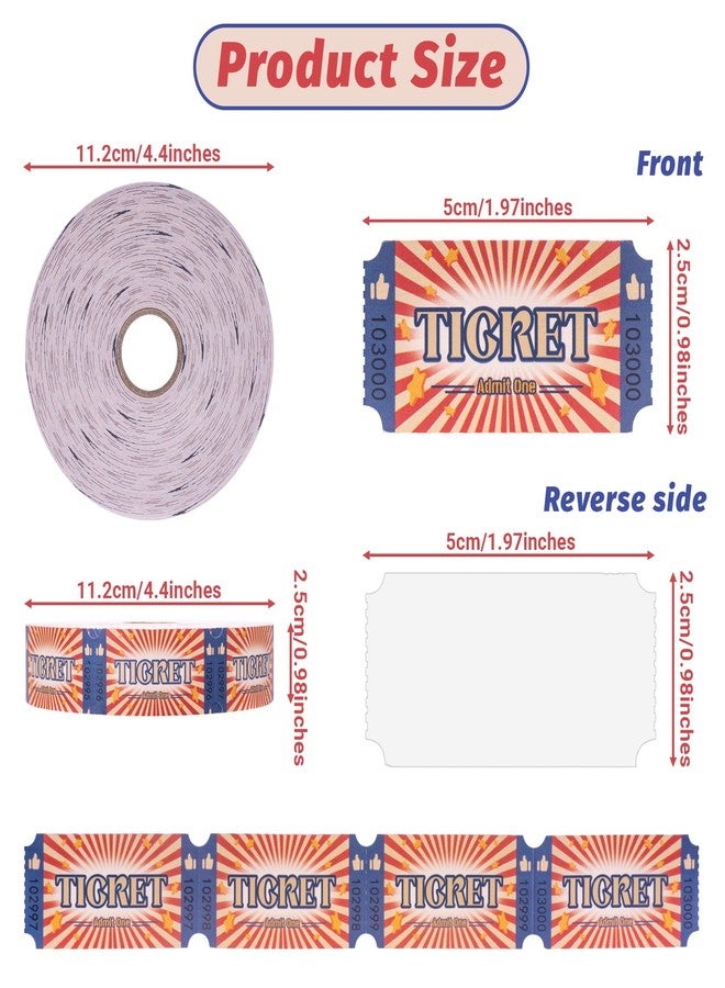 Amviner Carnival Roll Raffle Tickets Single Roll Carnival Party Tickets for Events, Classroom or School Carnivals, Fall Carnival, Family Games, Door Prizes (1000 Pcs) - Image 2