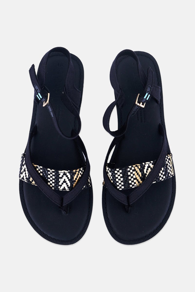 TOMS Women Lexie Geometric Adjustable Buckle Flats, Black Combo - Image 3