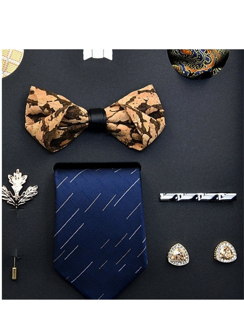 Generic - 8 pcs high-end tie men's business professional formal tie bow tie cufflinks fashion accessories gift box - Image 1