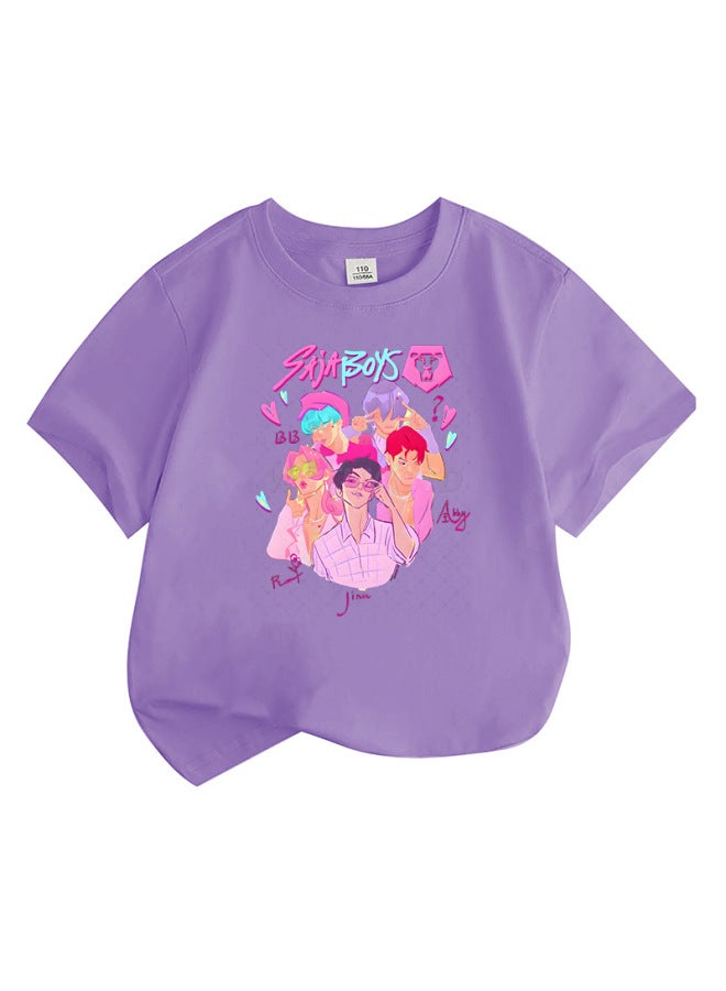 Best Seller Kpop Anime Cartoon Print Fashion Kids Short Sleeve T-shirt Loose Casual Top