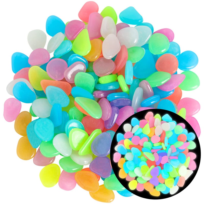 OSOPOLA 150 PCS Luminous Stones â€“ Mixed Color Glow Rocks Decorations DIY Decorative Pebbles for Aquarium Fish Tank Sidewalk Garden Path Patio Terrace Lawn Yard Ornaments Colorful Cobbles Decor FD05MX150 - Image 1