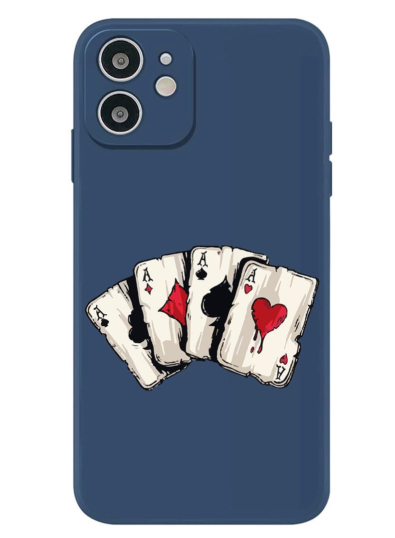 Theodor Protective Slim Fit Case Liquid Silicone Cover with Full Body Protection Anti-Scratch Shockproof Case For iPhone 12 Blue  - aces 2 - Image 1