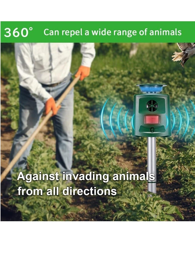 general Animal Repellent, Cat Repellent, Ultrasonic, Deer Repeller, Solar Charging, Pest Repellent, 360° Protection, Waterproof, Dustproof, LED Powerful Flashlight, Infrared Sensor Cat Repellent, Bird Repellent, Dog Repellent, Mouse Repellent, Solar Charging/USB Charging, Bird Pest Control, Suitable for Gardens/Farms/Parks/Parking Lots/Orchards - Image 3
