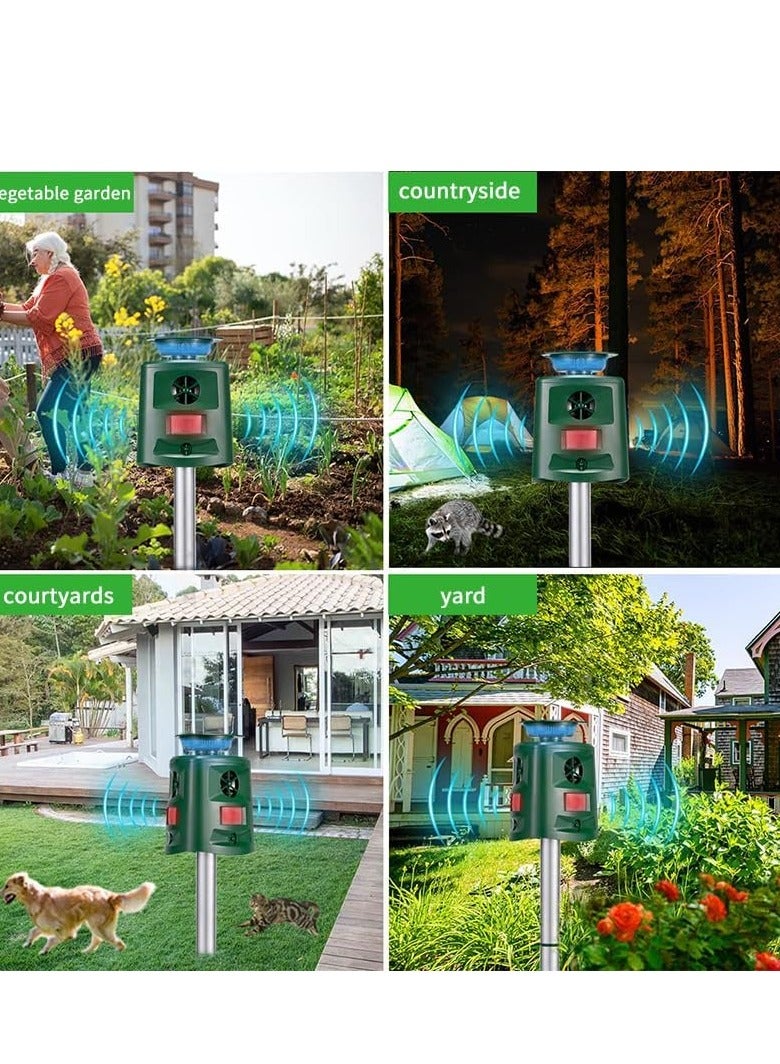 general Animal Repellent, Cat Repellent, Ultrasonic, Deer Repeller, Solar Charging, Pest Repellent, 360° Protection, Waterproof, Dustproof, LED Powerful Flashlight, Infrared Sensor Cat Repellent, Bird Repellent, Dog Repellent, Mouse Repellent, Solar Charging/USB Charging, Bird Pest Control, Suitable for Gardens/Farms/Parks/Parking Lots/Orchards - Image 5