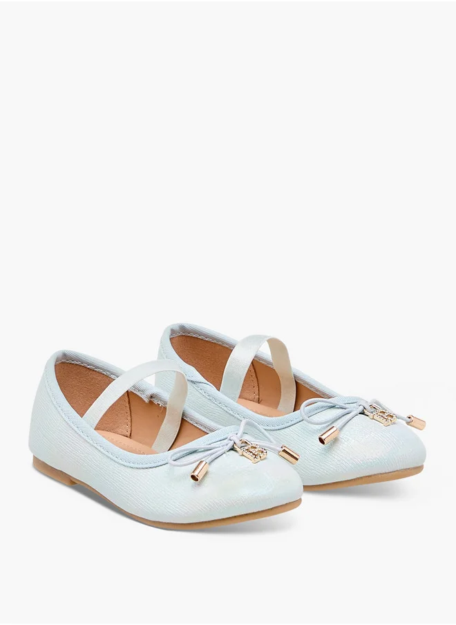 Flora Bella By Shoexpress Girls Bow Accent Ballerina Shoes with Elasticated Strap
