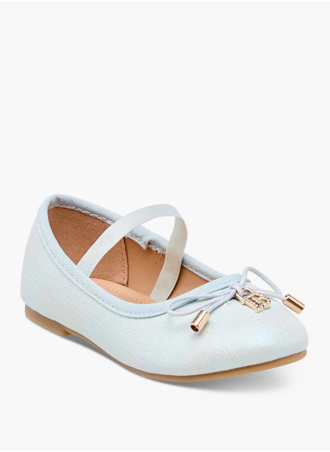 Flora Bella By Shoexpress Girls Bow Accent Ballerina Shoes with Elasticated Strap