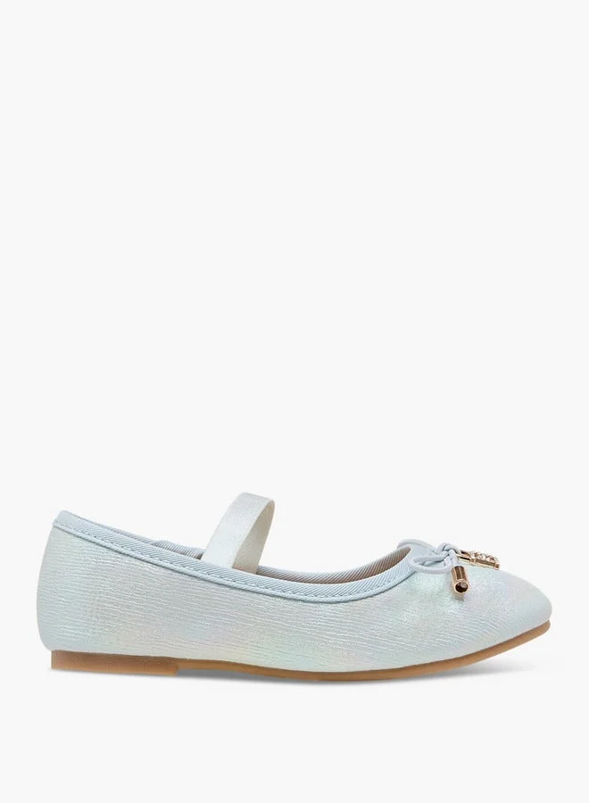 Girls Bow Accent Ballerina Shoes with Elasticated Strap