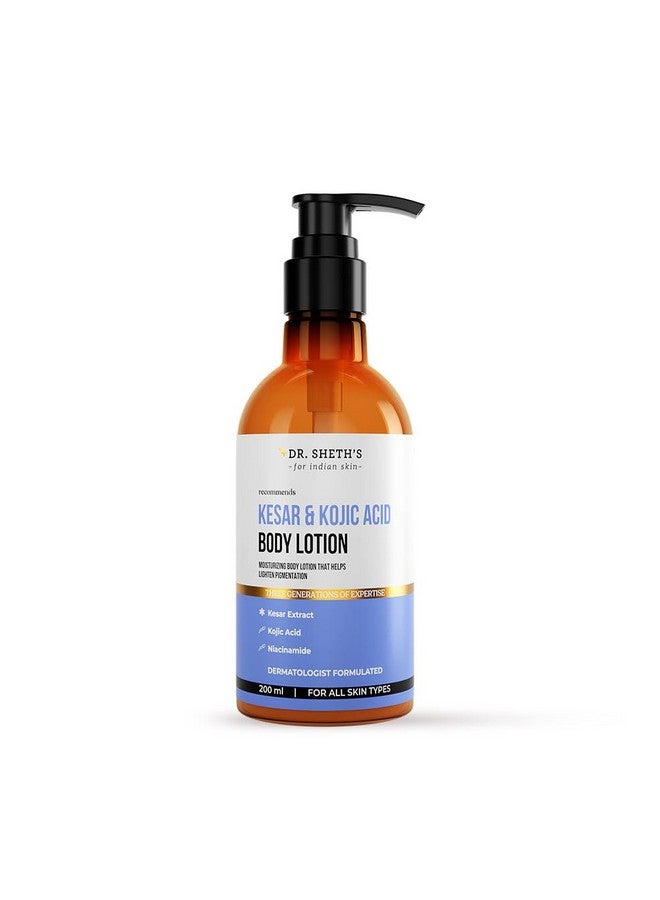 Dr. Sheth's Kesar & Kojic Acid Body Lotion Reduces Body Pigmentation Quickabsorbing & Moisturizing Formula With Kojic Acid & Niacinamide For Nourished Spotfree Skin Men & Women 200Ml - Image 1