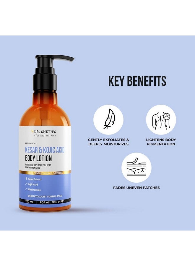 Dr. Sheth's Kesar & Kojic Acid Body Lotion Reduces Body Pigmentation Quickabsorbing & Moisturizing Formula With Kojic Acid & Niacinamide For Nourished Spotfree Skin Men & Women 200Ml - Image 3