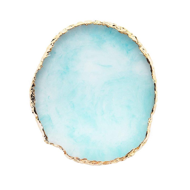 JASSINS Resin Nail Art PaletteNail Art Painting Mixed Color Palette Gold Edge Nail Gel Color Makeup Display Board Blue