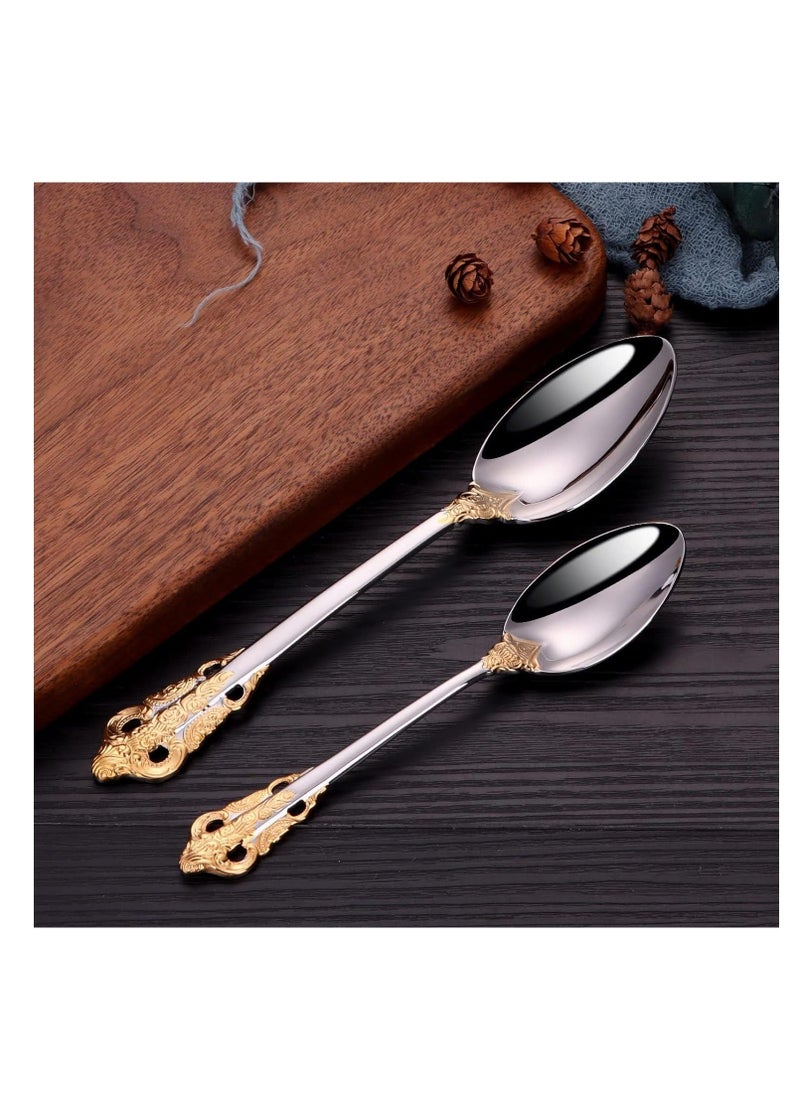 XiuWoo - Gorgeous Cutlery Set Part Gold Knife Fork Spoon Stainless Steel Flatware Silverware 24 Pieces Tableware Service for 6 Packed in a Gift Box Dishwasher Safe Antipasto Cappuccino - Image 1