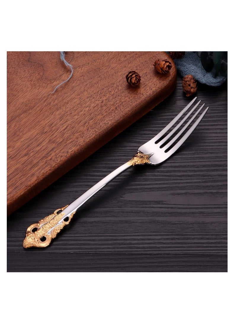 XiuWoo - Gorgeous Cutlery Set Part Gold Knife Fork Spoon Stainless Steel Flatware Silverware 24 Pieces Tableware Service for 6 Packed in a Gift Box Dishwasher Safe Antipasto Cappuccino - Image 1