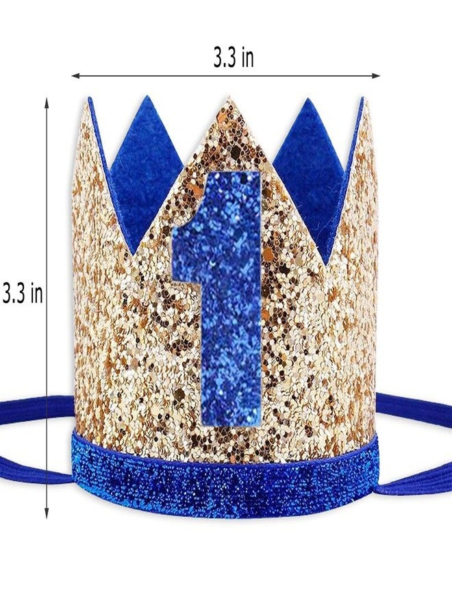 Socub Birthday Crown Headbands for Baby Boy - Golden Blue 4th Birthday Party Supplies - Image 3