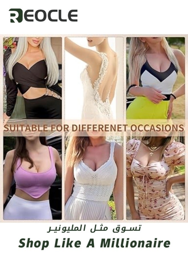 REOCLE Women's Push Up Invisible Bra Backless Strapless Sticky Adhesive Bra Silicone Invisible Push Up Bra Strapless Sticky Bra for Backless Dress - Image 4