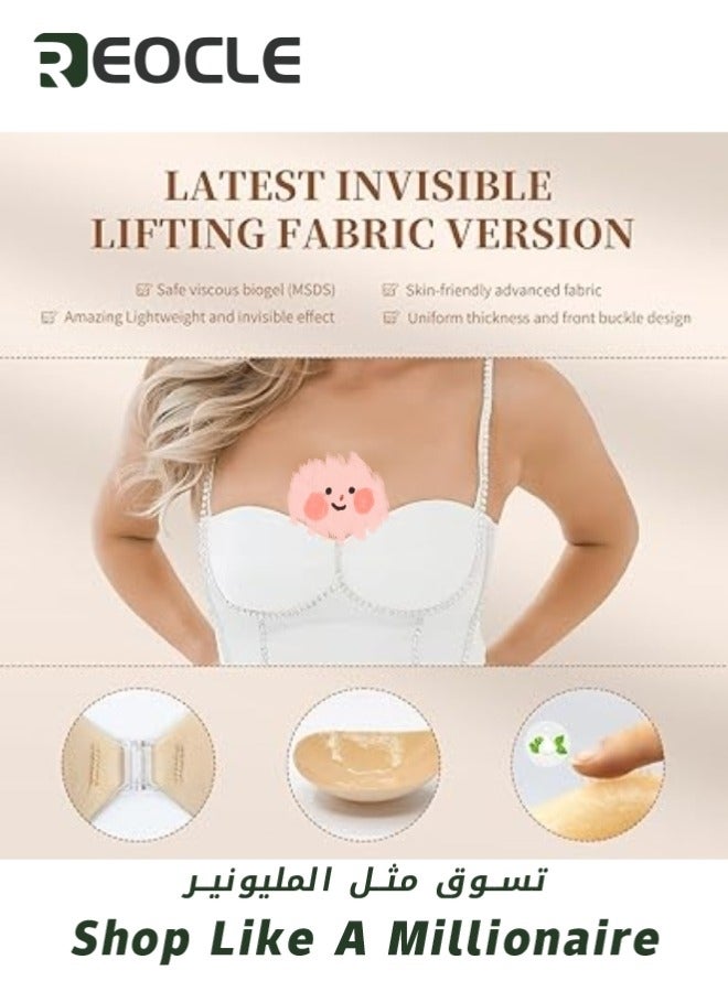 REOCLE Women's Push Up Invisible Bra Backless Strapless Sticky Adhesive Bra Silicone Invisible Push Up Bra Strapless Sticky Bra for Backless Dress - Image 3