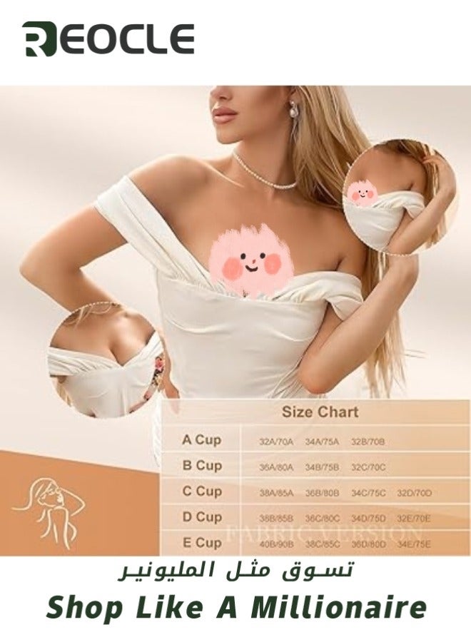 REOCLE Women's Push Up Invisible Bra Backless Strapless Sticky Adhesive Bra Silicone Invisible Push Up Bra Strapless Sticky Bra for Backless Dress - Image 5