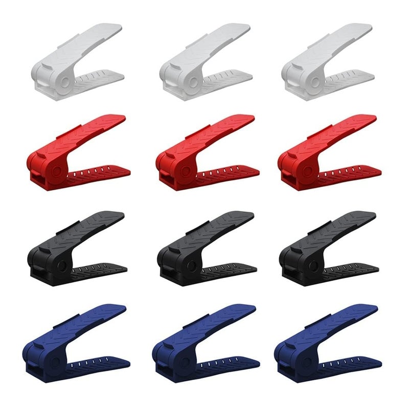 BIG CART Plastic Shoe Slots Organizer Space Saver Double Deck Shoe Rack for Home Adjustable Shoe Slots for Closet Organization Multi Color Pack of 6 - Image 1