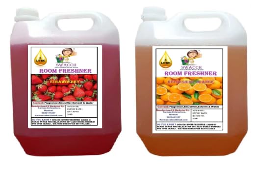 swacch Room Freshner For Home Car Wash Room instant Refreshing Fragrance I EcoFriendly Formula I Skin Friendly I Ready to use I Water Based I Strawberry Orange 5 Litre Combo Pack of 2  - Image 1