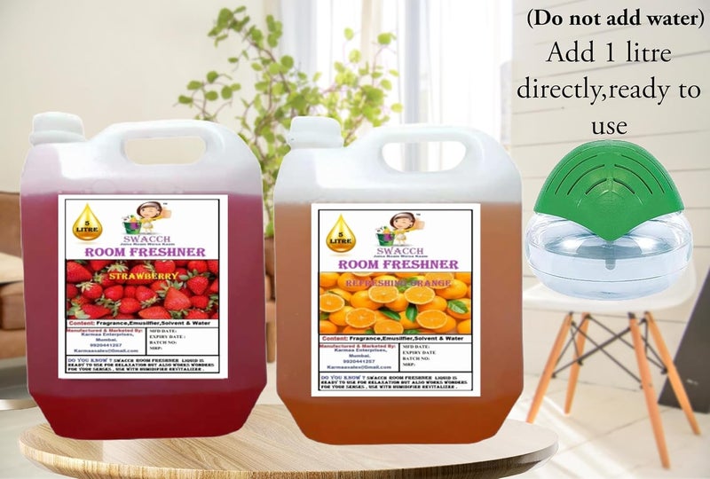 swacch Room Freshner For Home Car Wash Room instant Refreshing Fragrance I EcoFriendly Formula I Skin Friendly I Ready to use I Water Based I Strawberry Orange 5 Litre Combo Pack of 2  - Image 2