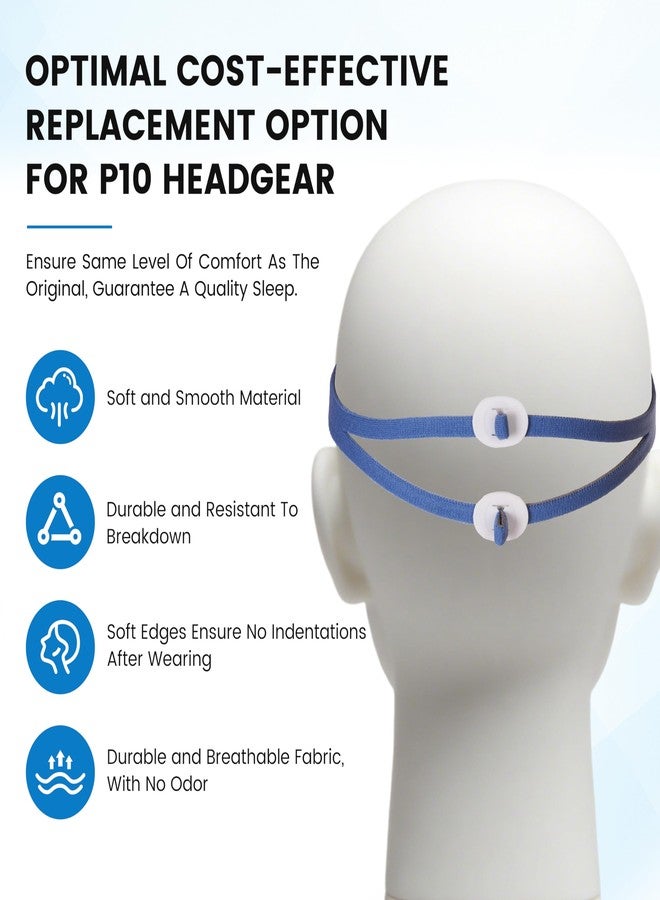 TrustKare مجموعة TrustKare المكونة من 3 قطع من أحزمة غطاء الرأس Airfit P10، أحزمة غطاء رأس بديلة متوافقة مع قناع الوسادة الأنفية P10، تتضمن 3 أحزمة مرنة و6 مشابك ضبط (بدون قناع) - Image 2